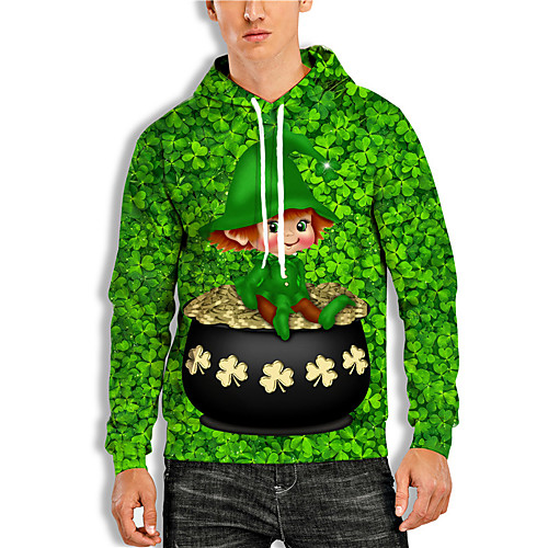 

Men's Pullover Hoodie Sweatshirt Dog Graphic Prints Saint Patrick Day Print Daily Holiday 3D Print 3D Print Hoodies Sweatshirts Green