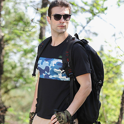 

Men's T shirt Hiking Tee shirt Short Sleeve Crew Neck Tee Tshirt Top Outdoor Lightweight Breathable Quick Dry Soft Summer Polyester Camo Black Army Green Blue Fishing Climbing Running