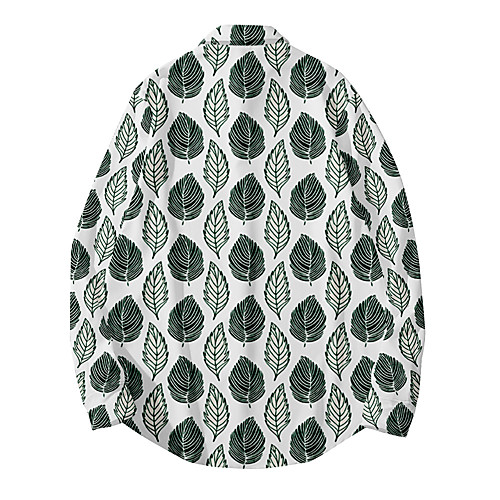 

Men's Shirt 3D Print Plants Button-Down 3D Print Long Sleeve Daily Tops Casual Fashion Hawaiian Yellow Green Dark Green