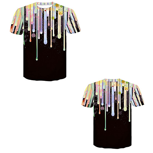 

Men's T shirt 3D Print 3D Rivet Mesh Short Sleeve Casual Tops Black / Gray