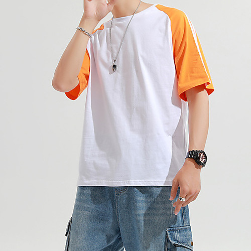 

Men's T shirt Hiking Tee shirt Short Sleeve Crew Neck Tee Tshirt Top Outdoor Lightweight Breathable Quick Dry Soft Summer Cotton Patchwork Black Purple Red Fishing Climbing Running