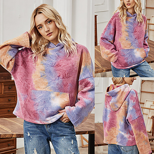 

Women's Hoodie Pullover Tie Dye Front Pocket Hoodie Sport Athleisure Hoodie Top Long Sleeve Breathable Soft Comfortable Everyday Use Casual Daily Outdoor