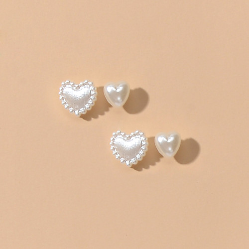 

Women's Stud Earrings Heart Sweet Heart Sweet Imitation Pearl Earrings Jewelry White For Date Promise