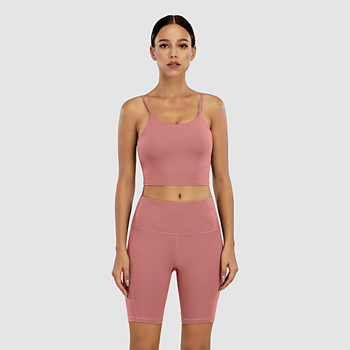 

Women's 2pcs Yoga Suit Open Back Solid Color Dark Pink White Black Nylon Yoga Fitness Gym Workout Clothing Suit Sleeveless Sport Activewear Tummy Control Butt Lift Breathable Quick Dry Stretchy Slim
