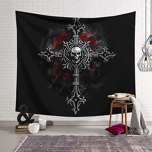 

Wall Tapestry Art Decor Blanket Curtain Hanging Home Bedroom Living Room Decoration Polyester Cross Skull