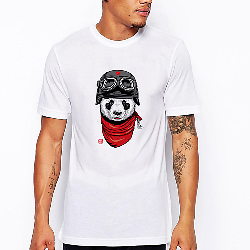 

Men's Unisex T shirt Hot Stamping Panda Animal Plus Size Print Short Sleeve Daily Tops 100% Cotton Basic Casual White