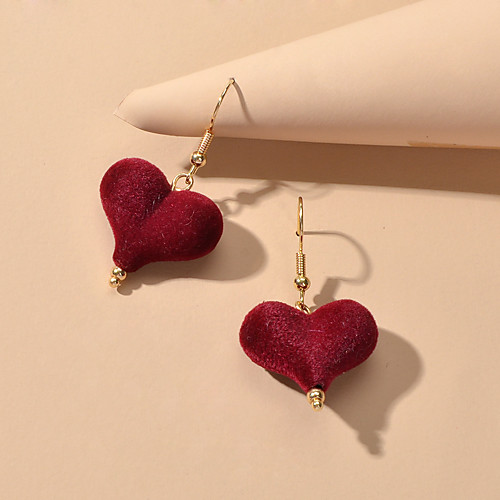 

Women's Drop Earrings Heart Sweet Heart Cute Earrings Jewelry Red For Date Promise