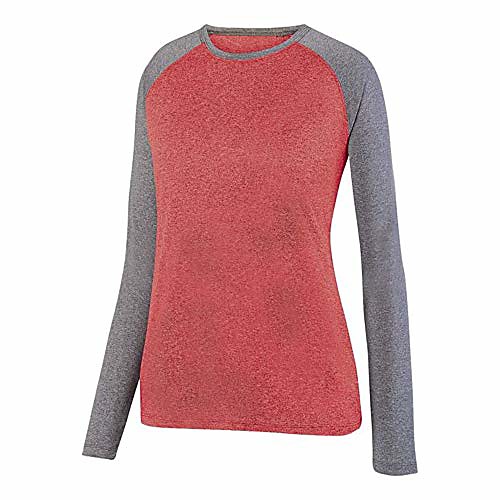 

Women's T shirt Hiking Tee shirt Long Sleeve Tee Tshirt Top Outdoor Lightweight Breathable Quick Dry Sweat wicking Spring Summer Grey and black long sleeves Orange gray long sleeve Orange gray