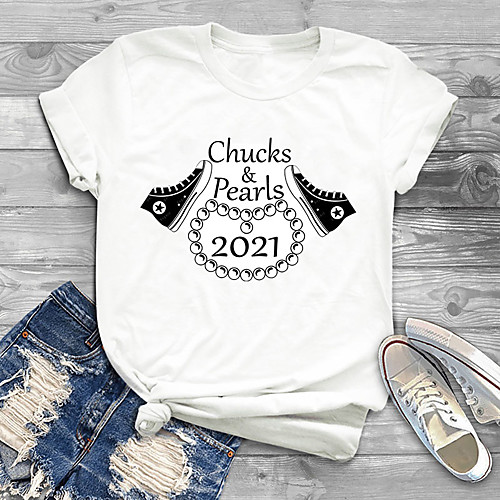

Women's Plus Size Print Graphic Letter T shirt Large Size Round Neck Short Sleeve Tops Big Size