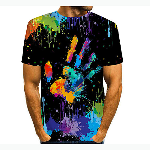 

Men's T shirt 3D Print 3D Graffiti 3D Print Short Sleeve Daily Tops Casual Fashion Black
