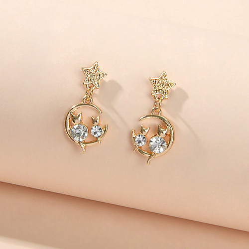 

Women's Drop Earrings Geometrical Cat Star Cute Imitation Diamond Earrings Jewelry Gold For Date Festival