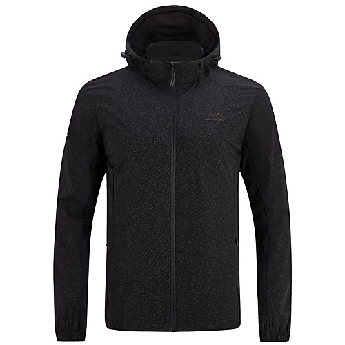 

Men's Hiking Jacket Hiking Windbreaker Outdoor Solid Color Waterproof Lightweight Windproof Breathable Jacket Top Elastane Full Length Visible Zipper Fishing Climbing Running Black Blue / Quick Dry