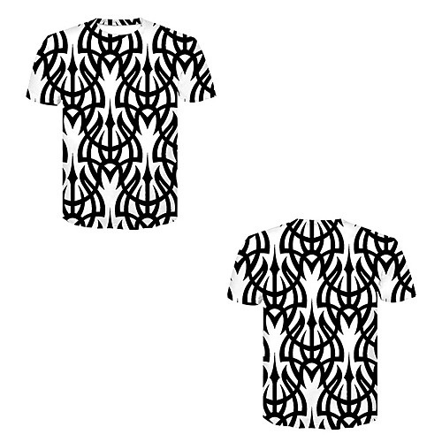 

Men's T shirt 3D Print 3D Rivet Mesh Short Sleeve Casual Tops Black / White
