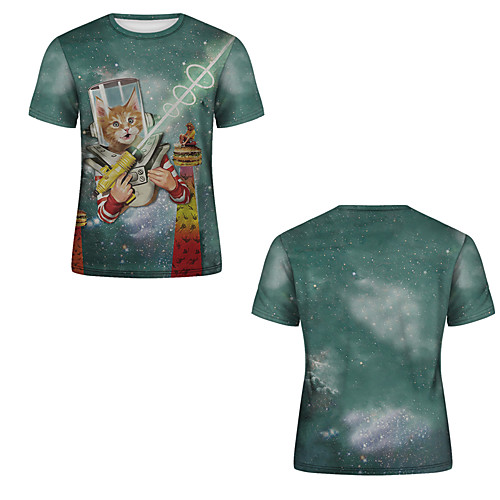 

Men's T shirt 3D Print 3D Rivet Mesh Short Sleeve Casual Tops Green