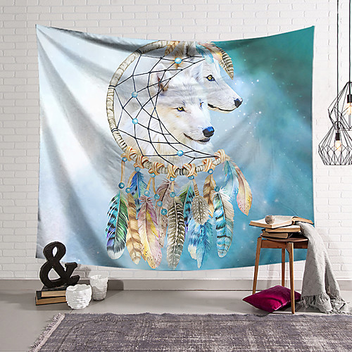 

Wall Tapestry Art Decor Blanket Curtain Hanging Home Bedroom Living Room Decoration Polyester Wolf Star Dream Catcher