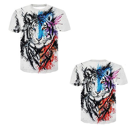 

Men's T shirt 3D Print 3D Rivet Mesh Short Sleeve Casual Tops Black / Red