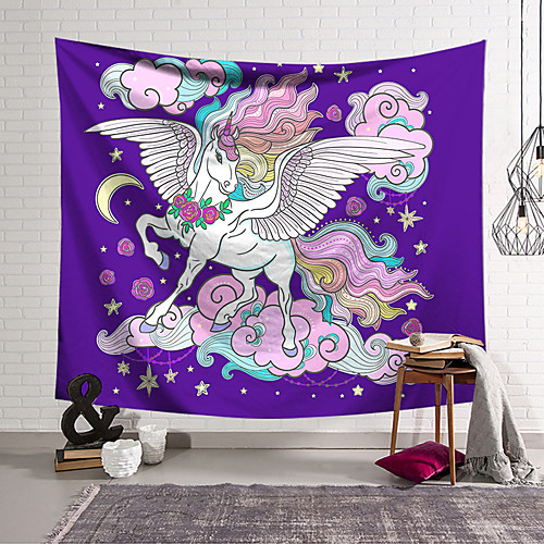 

Wall Tapestry Art Decor Blanket Curtain Hanging Home Bedroom Living Room Decoration Polyester Color Unicorn Powder