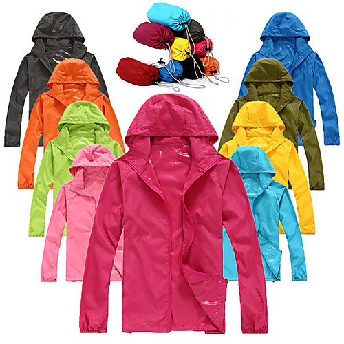 

Women's Men's Hiking Skin Jacket Hiking Windbreaker Outdoor Solid Color Packable Lightweight UV Sun Protection Windproof Outerwear Jacket Top Full Length Visible Zipper Fishing Climbing Running Dark