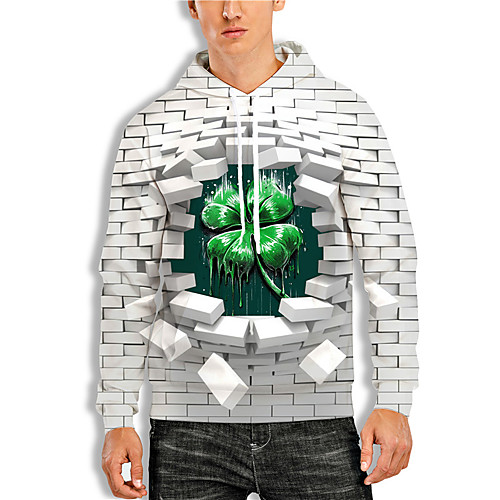 

Men's Pullover Hoodie Sweatshirt Plants Graphic Prints Saint Patrick Day Print Daily Holiday 3D Print 3D Print Hoodies Sweatshirts White