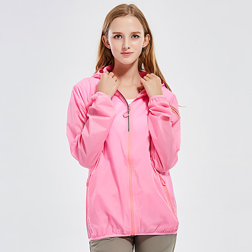 

Women's Hiking Skin Jacket Hiking Windbreaker Outdoor Solid Color Packable Lightweight UV Sun Protection Breathable Outerwear Jacket Top Single Slider Hunting Fishing Climbing Pink Sky Blue Rose Red