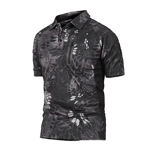 

Men's Camouflage Hunting T-shirt Military Tactical Shirt Outdoor Breathable Quick Dry Ventilation Fast Dry Summer Solid Colored Camo Top Polyester Short Sleeve Camping / Hiking Hunting Fishing Black