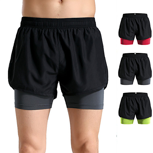 

Women's Running Shorts Athletic Shorts Bottoms 2 in 1 Spandex Fitness Gym Workout Running Active Training Exercise Breathable Quick Dry Moisture Wicking Normal Sport Solid Colored Black / Red Black