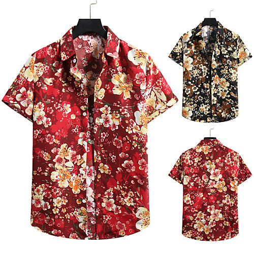 

Men's Shirt 3D Print Graphic Prints Print Short Sleeve Vacation Tops Black Red
