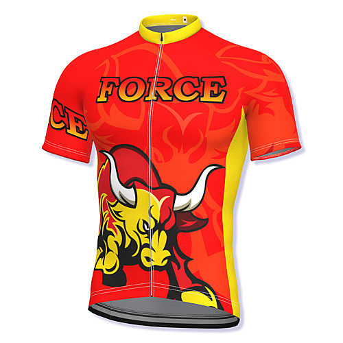 

21Grams Men's Short Sleeve Cycling Jersey Red Cow Bike Top Mountain Bike MTB Road Bike Cycling Breathable Quick Dry Sports Clothing Apparel / Athleisure