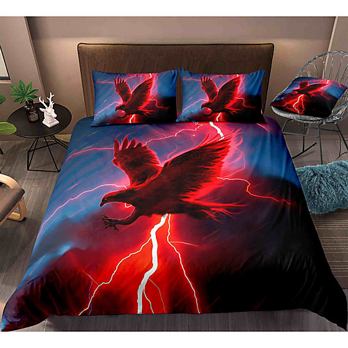 

Eagle Print 3-Piece Duvet Cover Set Hotel Bedding Sets Comforter Cover with Soft Lightweight Microfiber, Include 1 Duvet Cover, 2 Pillowcases for Double/Queen/King(1 Pillowcase for Twin/Single)