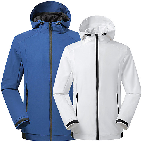 

Women's Men's Hiking Jacket Hiking Windbreaker Outdoor Solid Color Waterproof Lightweight Windproof Breathable Jacket Top Full Length Visible Zipper Fishing Climbing Running White Black Blue Grey