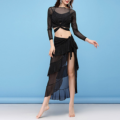 

Belly Dance Skirts Ruffles Solid Women's Training Performance Long Sleeve Natural Nylon