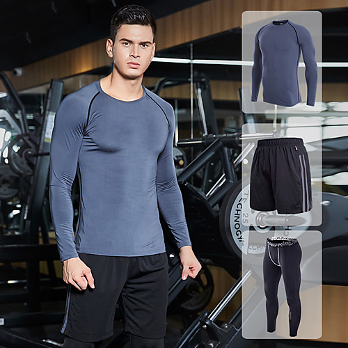 

Men's Tracksuit Compression Suit Athletic Athleisure Long Sleeve 3pcs Winter Spandex Breathable Quick Dry Soft Fitness Gym Workout Running Active Training Exercise Sportswear Solid Colored Normal