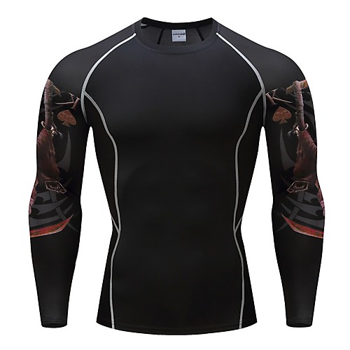

Men's Long Sleeve Compression Shirt Tee Tshirt Top Athletic Athleisure Winter Moisture Wicking Quick Dry Breathable Gym Workout Running Active Training Jogging Exercise Sportswear Skull Black