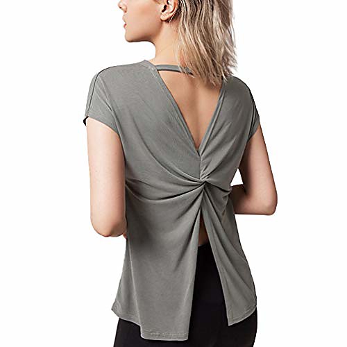 

Women Workout Tops Open Back - Athletic Activewear T-Shirts Exercise Yoga Shirts
