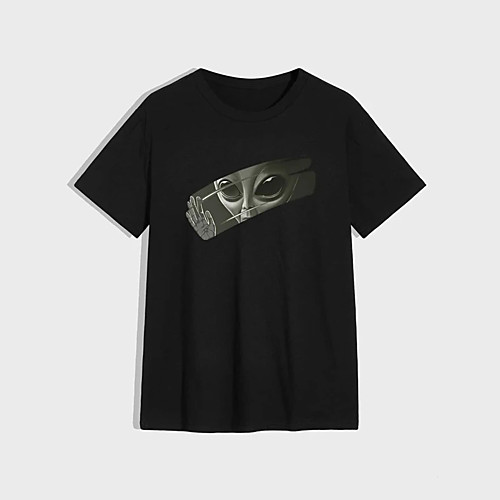 

Men's Unisex T shirt Hot Stamping Alien Plus Size Print Short Sleeve Casual Tops 100% Cotton Casual Fashion Black