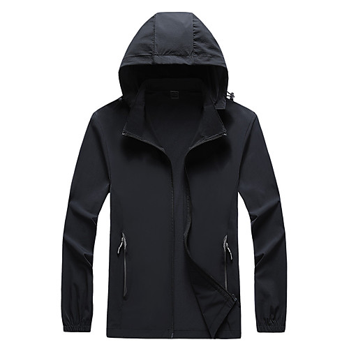 

Men's Hiking Skin Jacket Hiking Windbreaker Outdoor Solid Color Packable Waterproof Lightweight UV Sun Protection Outerwear Jacket Top Elastane Full Length Visible Zipper Fishing Climbing Running
