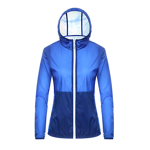 

Women's Waterproof Hiking Jacket Hiking Skin Jacket Hiking Windbreaker Outdoor Packable Waterproof Lightweight UV Sun Protection Jacket Hoodie Top Full Length Visible Zipper Fishing Climbing Running