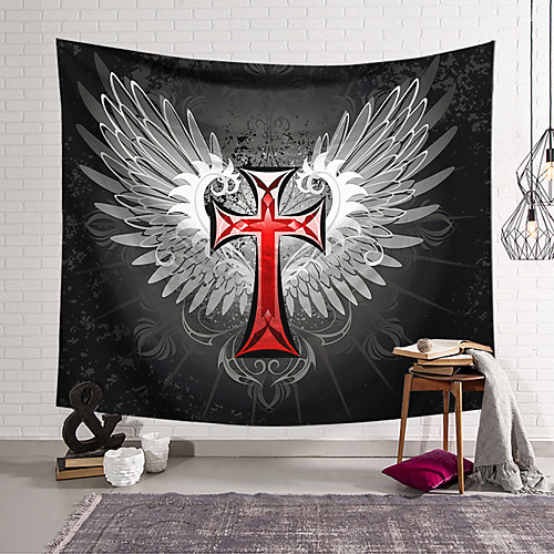 

Wall Tapestry Art Decor Blanket Curtain Hanging Home Bedroom Living Room Decoration Polyester Cross Badge Wings