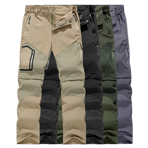 

Men's Hiking Pants Trousers Convertible Pants / Zip Off Pants Solid Color Outdoor Waterproof Windproof Breathable Quick Dry Pants / Trousers Convertible Pants Bottoms Black Army Green Khaki Gray