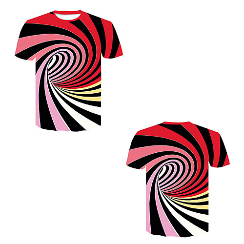

Men's T shirt 3D Print 3D Rivet Mesh Short Sleeve Casual Tops Black / Red