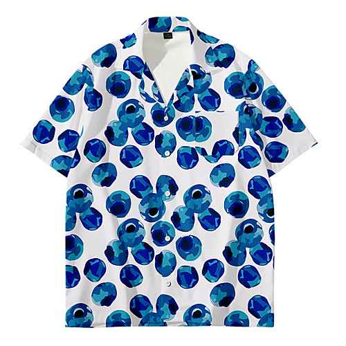 

Men's Shirt Other Prints Fruit Button-Down Print Short Sleeve Daily Tops Casual Fashion Hawaiian Blue