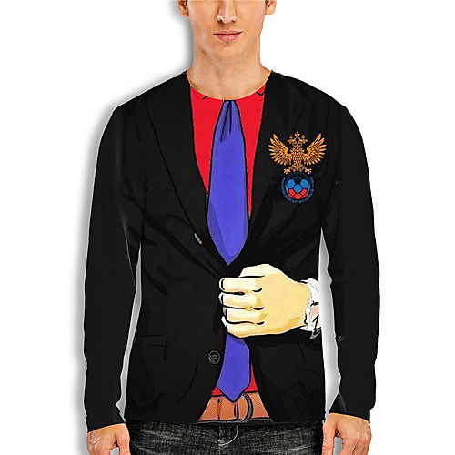 

Men's T shirt 3D Print Cartoon 3D Print Long Sleeve Daily Tops Casual Fashion Black