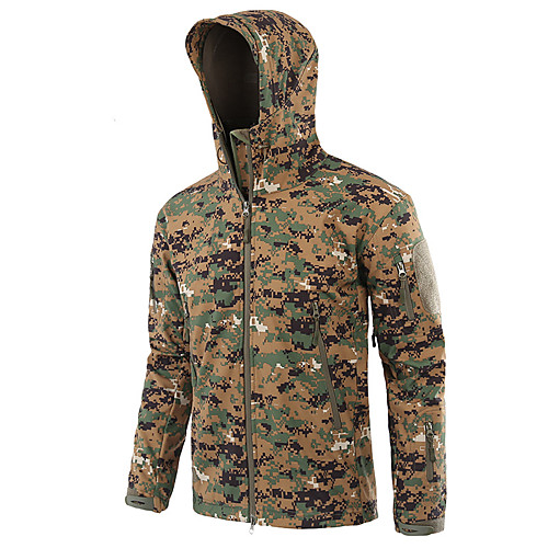 

Men's Hunting Jacket Outdoor Waterproof Windproof Wearproof Fall Winter Spring Solid Colored Camo Polyester Jungle camouflage Python Black Black