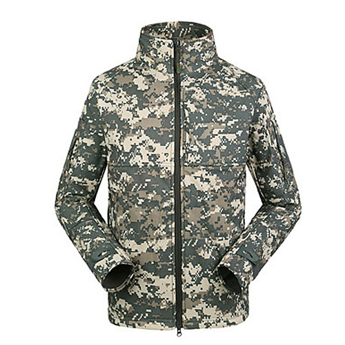 

Men's Hunting Jacket Outdoor Waterproof Windproof Breathable Wearproof Fall Spring Summer Solid Colored Camo Polyester Jungle camouflage Python Black Black