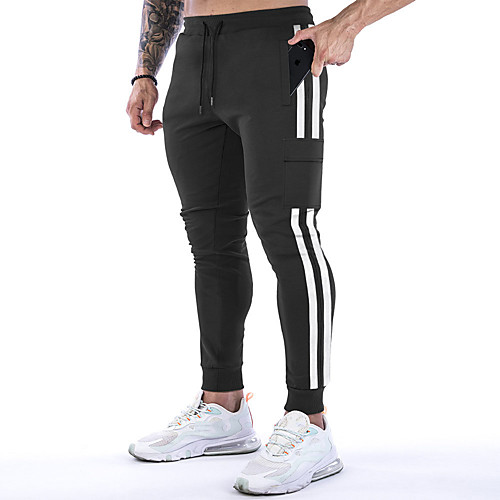 

Men's Joggers Jogger Pants Athletic Pants / Trousers Bottoms Drawstring Pocket Cotton Winter Fitness Gym Workout Running Training Exercise Breathable Moisture Wicking Soft Sport Stripes Black Army