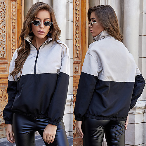 

Women's Coat Zipper Patchwork Stand Collar Sport Athleisure Jacket Long Sleeve Breathable Soft Comfortable Everyday Use Casual Daily Outdoor
