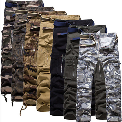 

Men's Hiking Pants Trousers Hiking Cargo Pants Solid Color Outdoor Breathable Anti-tear Multi-Pockets Wear Resistance Cotton Bottoms Jungle camouflage Black Army Green Camouflage Grey Hunting Fishing