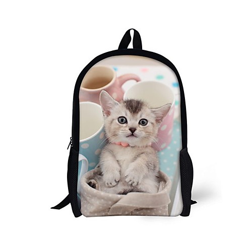 

Unisex Polyester School Bag Large Capacity Zipper Geometric 3D Print Animal Daily Outdoor Backpack White yellow White Blue Almond Blushing Pink