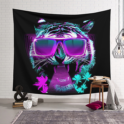 

Wall Tapestry Art Decor Blanket Curtain Hanging Home Bedroom Living Room Decoration Polyester DJ Sunglasses Tiger Cool Trend