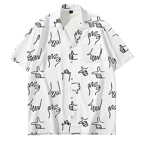 

Men's Shirt Other Prints Graffiti Button-Down Print Short Sleeve Daily Tops Casual Fashion Hawaiian White